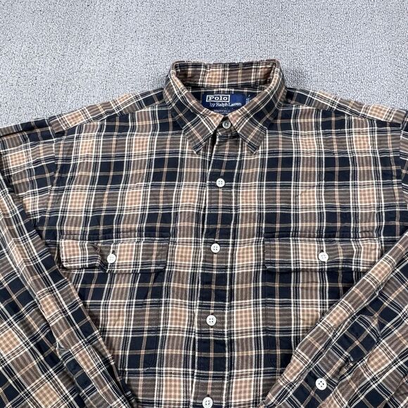 Ralph Lauren Polo Shirt Adult Medium Plaid Button Up Flannel Whitfield Men's - Picture 3 of 13